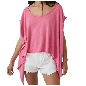 Free People We the Free Care Angel Tee Pink Oversized T-shirt Top Size Small New
